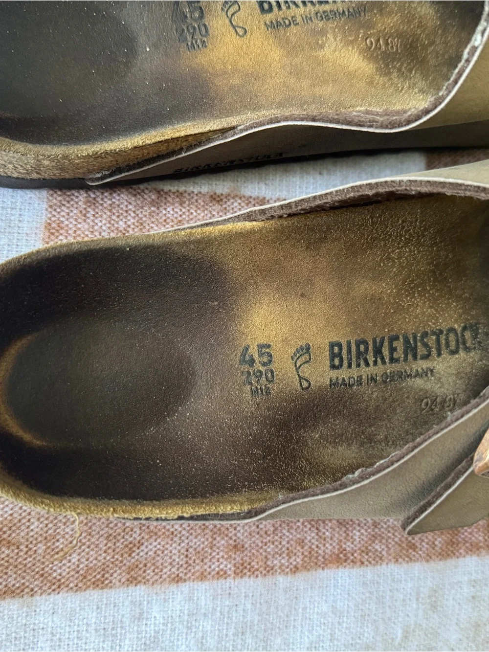 Birkenstock Arizona Two-Strap Sandals in Olive Brown with Brass Buckles